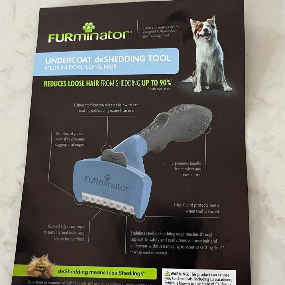 FURminator Undercoat DeShedding Tool for medium dog/long hair